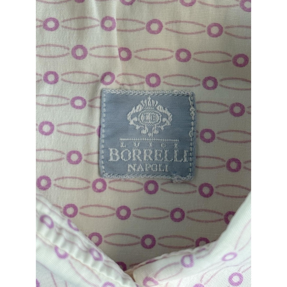 Luigi Borrelli Shirt Womens S White Geometric Button Down Long Sleeve Made Italy - Picture 3 of 10